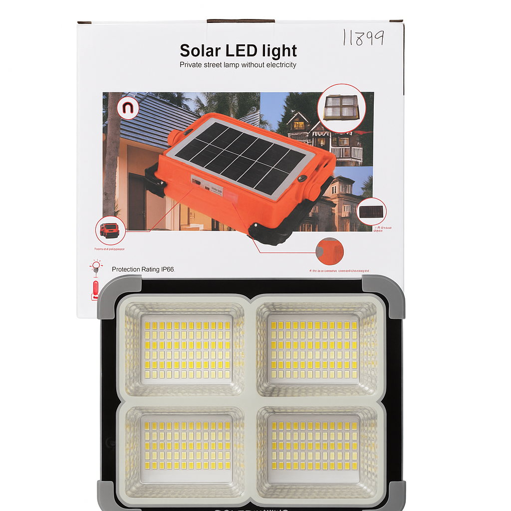 پرژکتور خورشیدی شارژی 200 وات ضدآب با نور LED قابل حمل