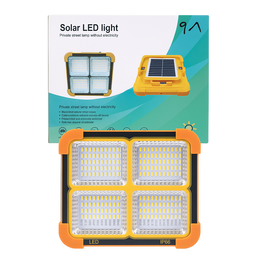 پرژکتور خورشیدی شارژی 100 وات ضدآب با نور LED قوی قابل حمل
