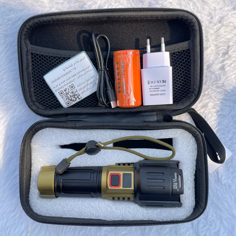 خرید چراغ قوه شارژی حرفهای SMALL SUN ZY-T305 پاوربانک دار و زومدار | فروشگاه روشنایی حبابی