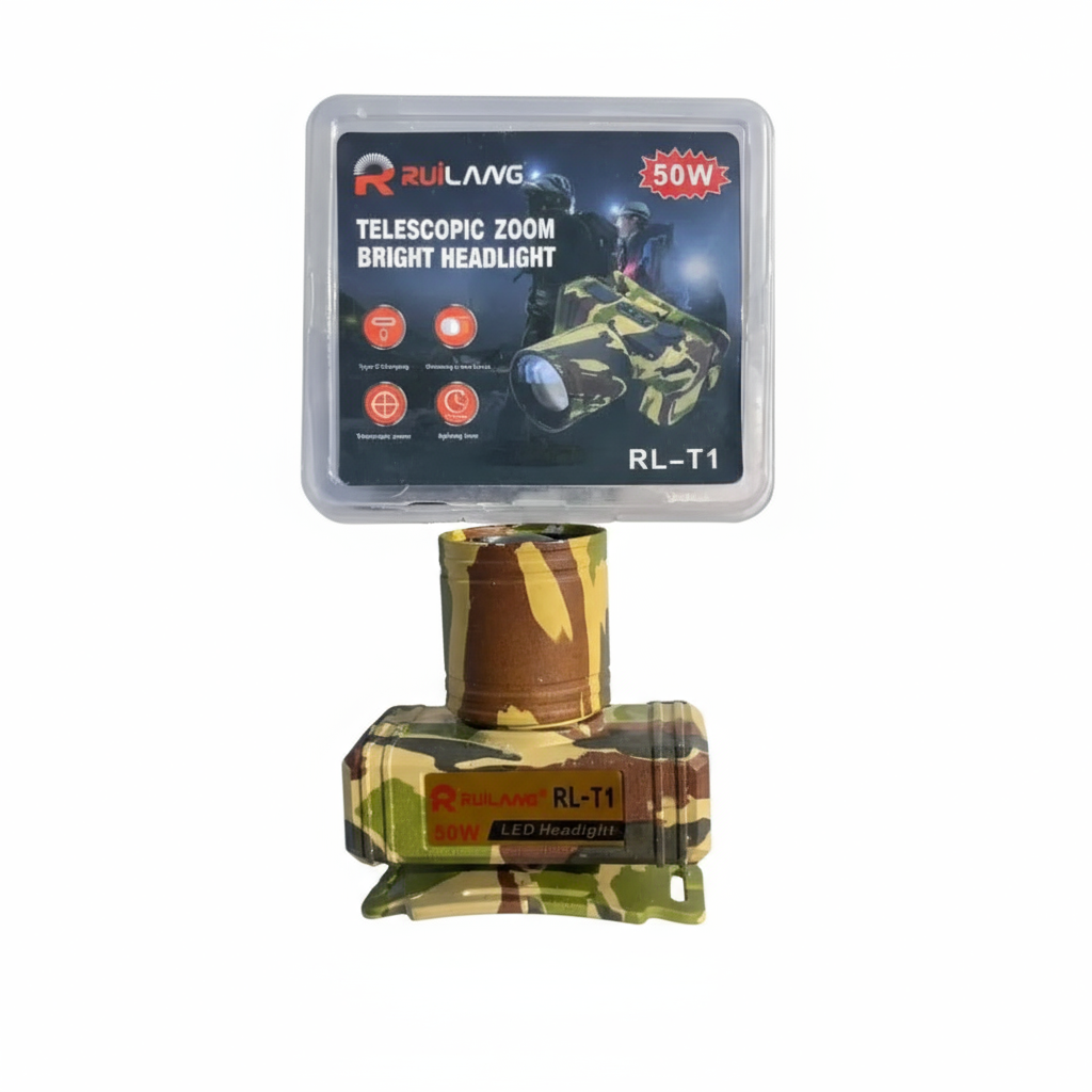 چراغ پیشانی زوم‌دار ارتشی RL‑T1 | 50 وات واقعی