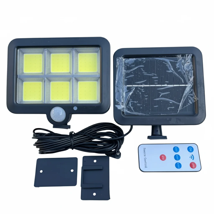 خرید چراغ خورشیدی دیواری پنل جدا COB سنسور دار 800 لومن ضدآب قابل تنظیم 360 درجه