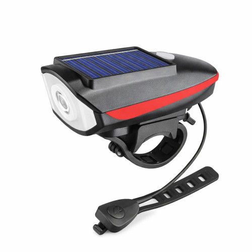 خرید چراغ جلو دوچرخه NB مدل HY-7599 با شارژ USB و خورشیدی و بوق داخلی
