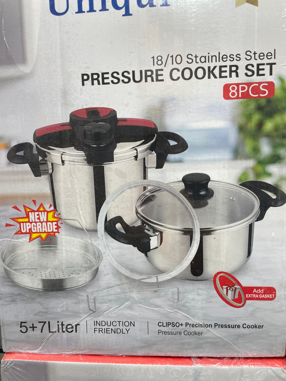 خرید سرویس زودپز استیل PERFECT Uniqui دو قلو 5 و 7 لیتری بخارپزدار