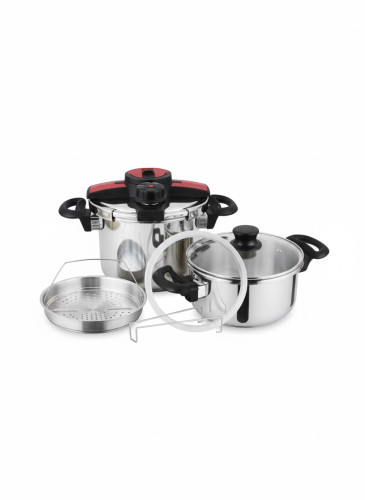 خرید زودپز و بخارپز استیل NDVA دوحالته 5+7 لیتر کف سهلایه ایمن