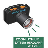 خرید چراغ پیشانی زومدار WHITE CROWN مدل WH‑2100