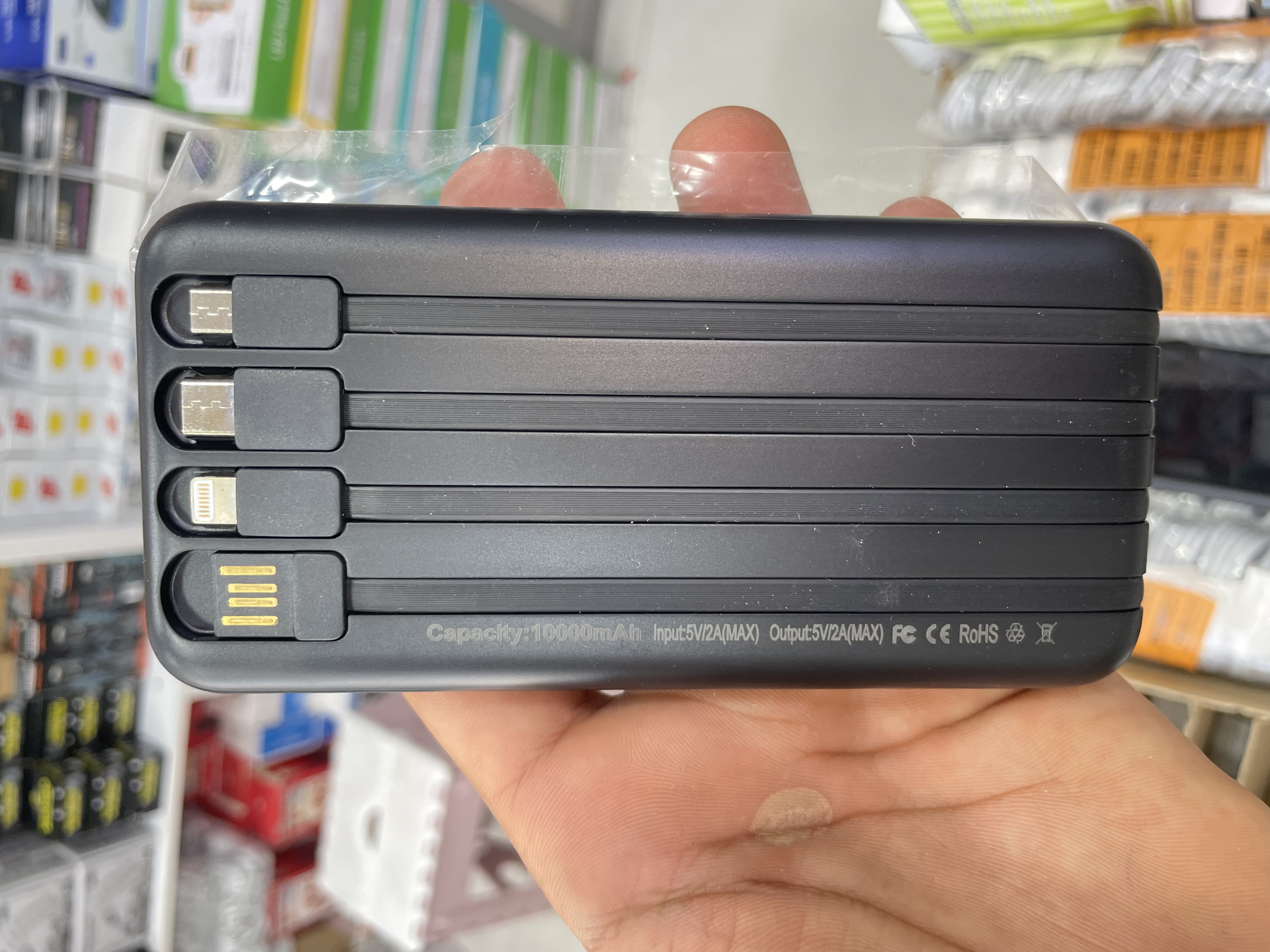 پاوربانک ۱۰۰۰۰ میلی‌آمپر وایرلس و سیم‌دار چهارکابله10000mAh Wireless Power Bank