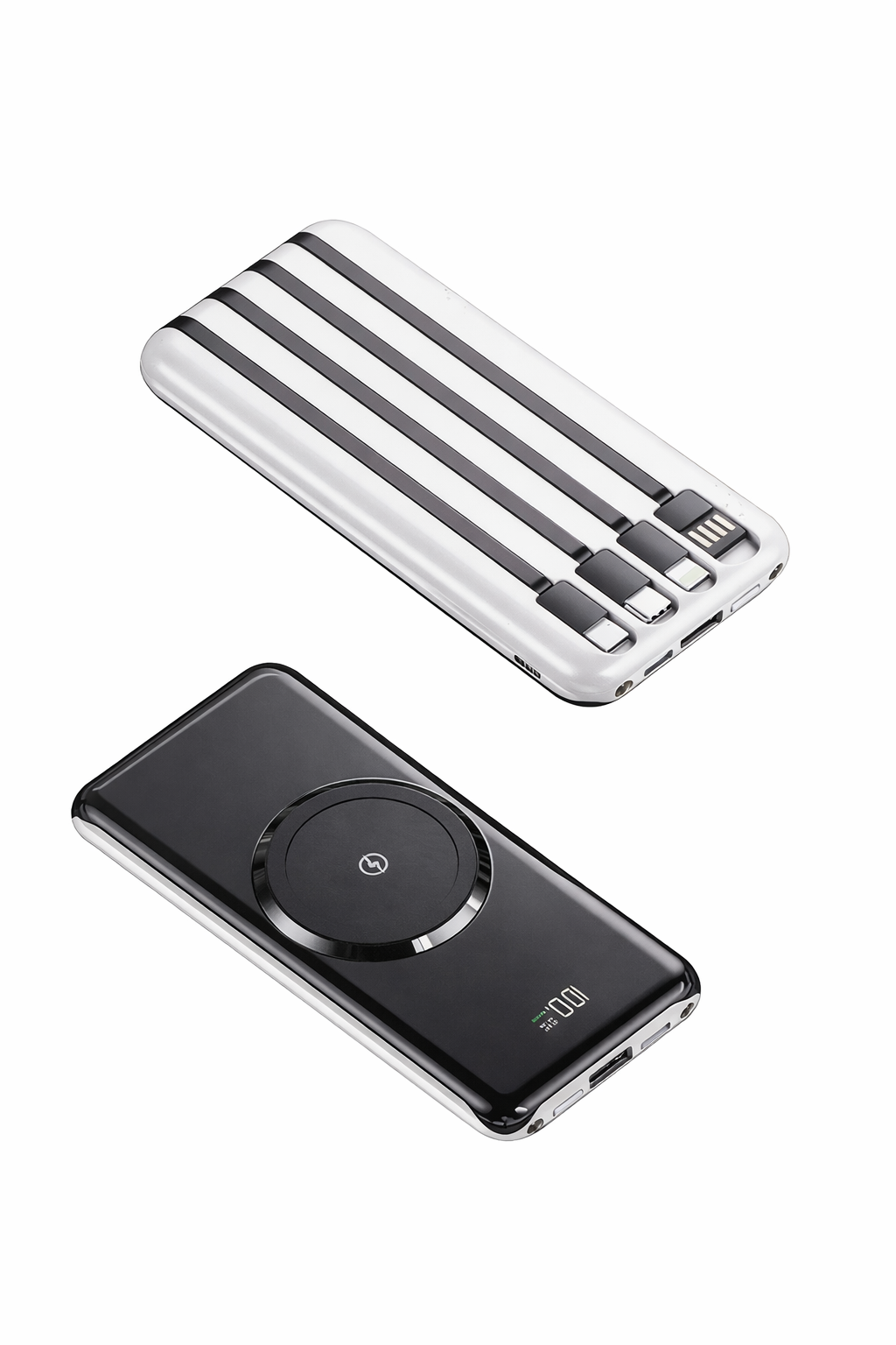 پاوربانک ۱۰۰۰۰ میلی‌آمپر وایرلس و سیم‌دار چهارکابله10000mAh Wireless Power Bank