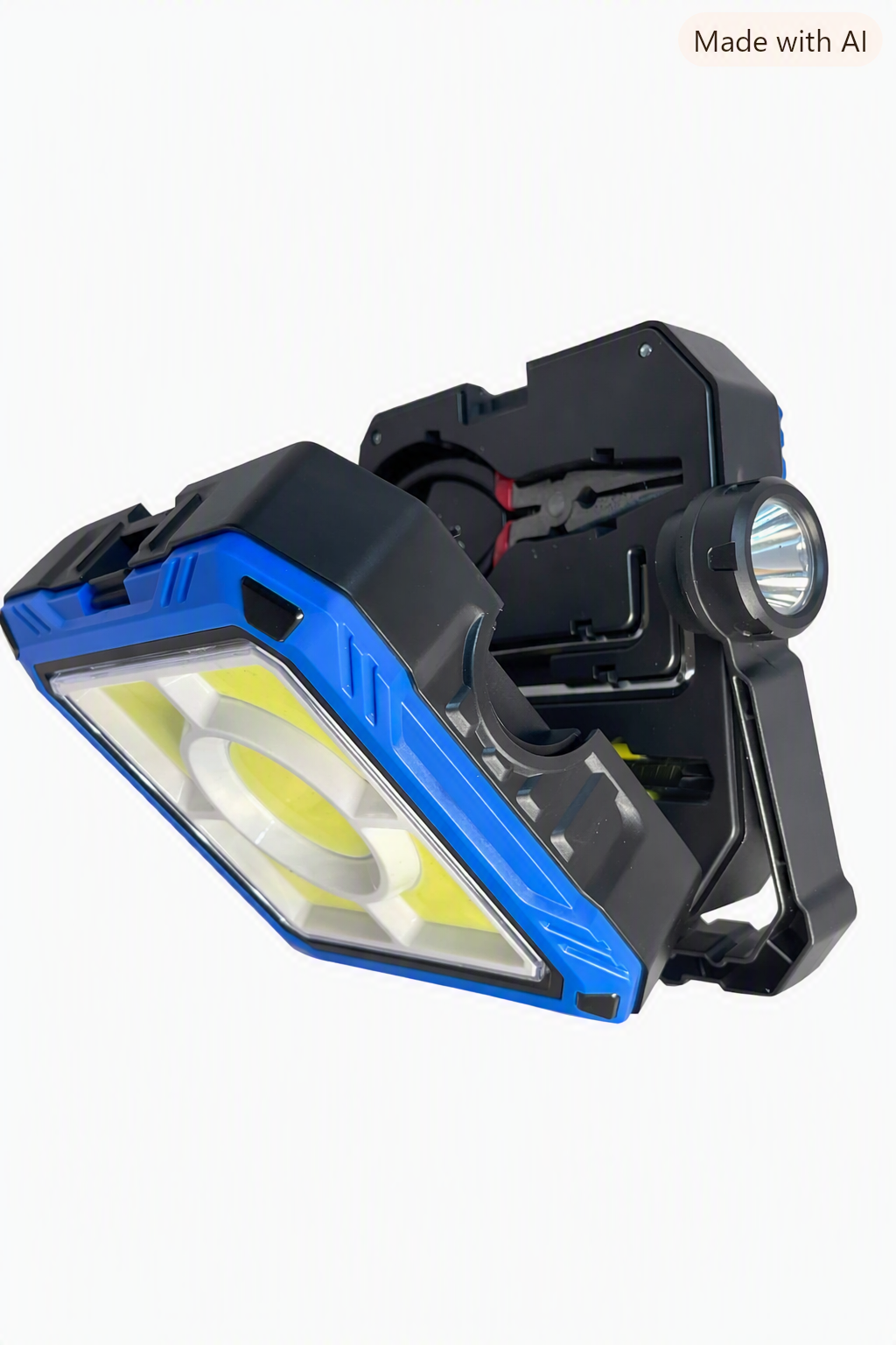 چراغ کار خورشیدی هلوکلاود مدل HC-778 با جعبه ابزار ۱۳ پارچه، پاور بانک و چراغ‌قوه جانبی