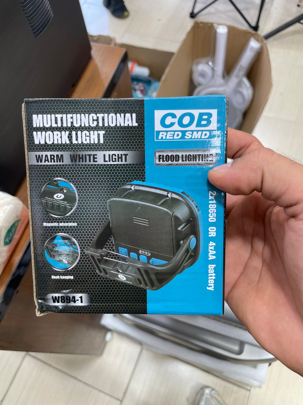چراغ کار چندکاره W894-1 با نور COB و قابلیت آویز، آهنربا و شارژ Type-C
