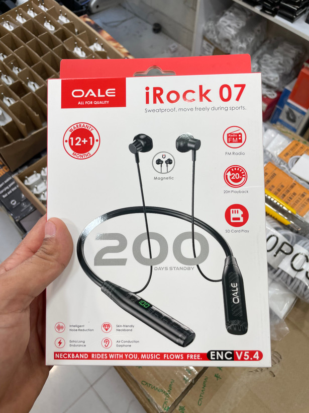 هندزفری نکبند بلوتوثی OALE iRock 07 با رادیو FM و پشتیبانی کارت حافظه