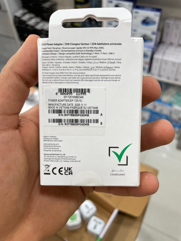 آداپتور فست شارژ Samsung مدل EP-T2510 توان ۲۵ وات پورت Type-C