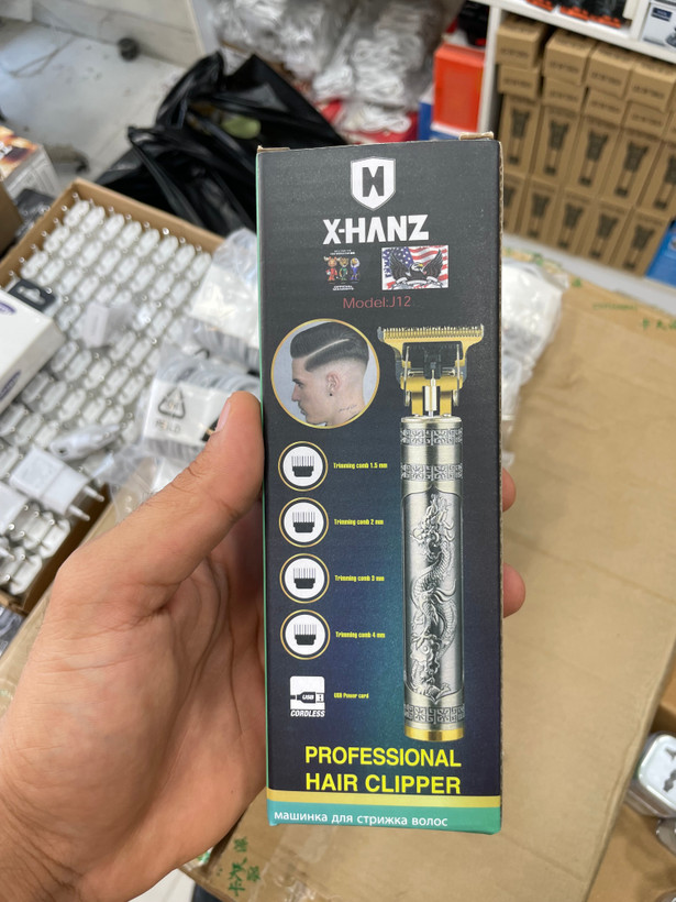 ماشین اصلاح موی سر و ریش شارژی X-HANZ مدل J12 بدنه فلزی طرح اژدها