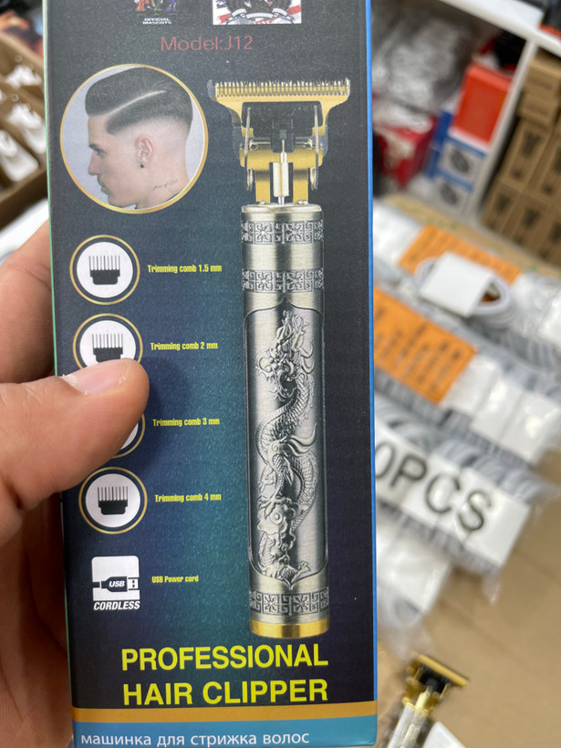 ماشین اصلاح موی سر و ریش شارژی X-HANZ مدل J12 بدنه فلزی طرح اژدها