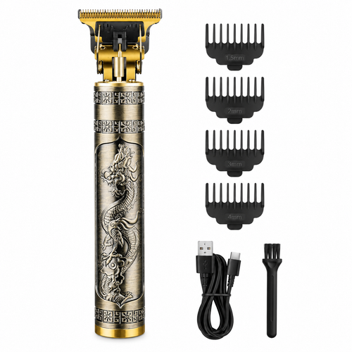خرید ماشین اصلاح موی سر و ریش شارژی X-HANZ مدل J12 بدنه فلزی طرح اژدها