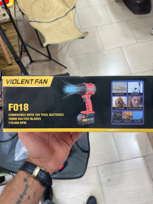 دمنده بادی شارژی Violent Fan مدل F018 سازگار با باتری ۲۴ ولت