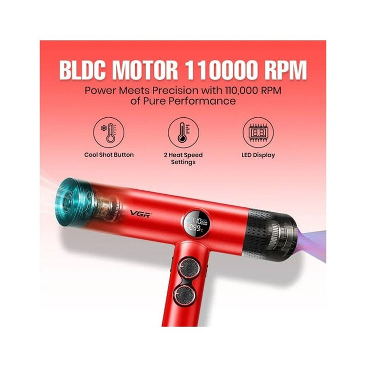 سشوار حرفهای VGR مدل V-481 موتور بدون جاروبک BLDC سرعت ۱۱۰۰۰۰ دور