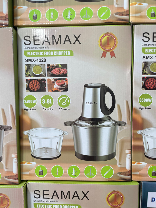 خردکن برقی SEAMAX مدل SMX-1228 ظرفیت ۳.۸ لیتر دوکاسه,همزن,کاردک