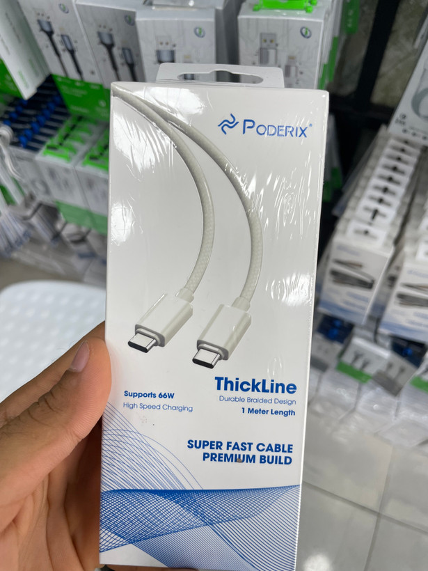 کابل شارژ Type-C به Type-C پودریکس مدل ThickLine طول ۱ متر