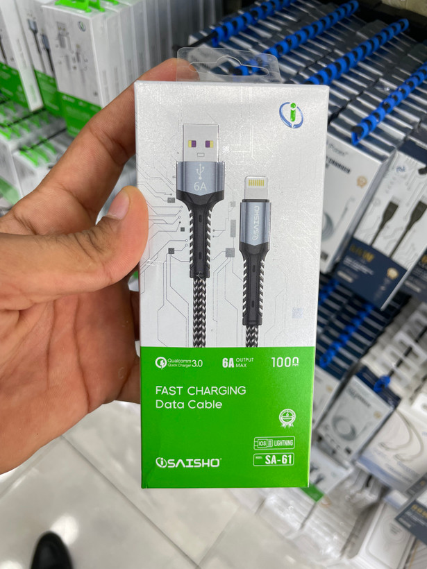 کابل شارژ آیفون USB به Lightning سایشو مدل SA-61 با جریان ۶ آمپر