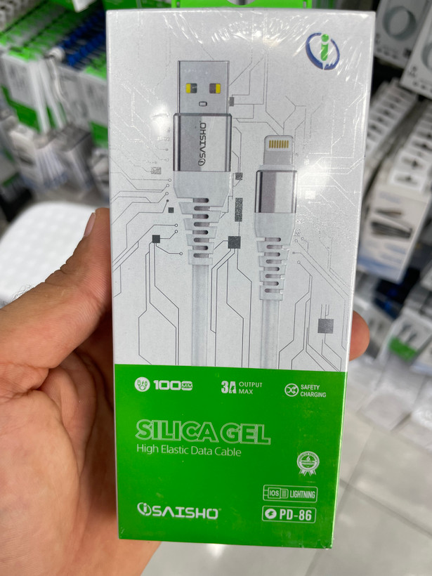 کابل شارژ آیفون USB به Lightning سایشو مدل PD-86 روکش سیلیکاژل